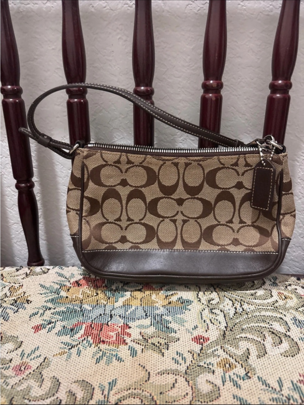 Coach Tan and Brown Signature Canvas Shoulder Bag